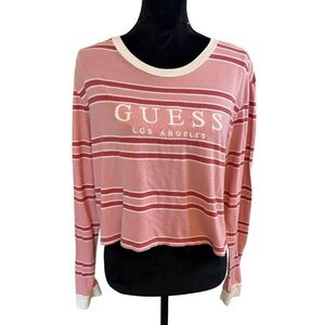 Guess Pink Long Sleeve Crop Tee Vintage Y2K